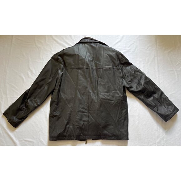 Arma Mens Black Leather Jacket With Quilted Lining & Zip Closure Size M - Picture 3 of 6